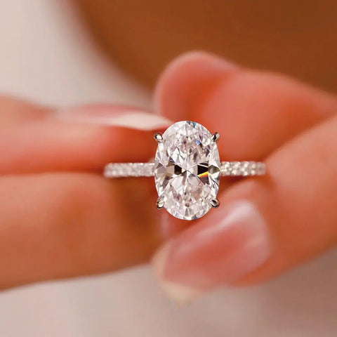 KNOBSPIN 1/2/3ct D Color Oval Cut Moissanite Ring