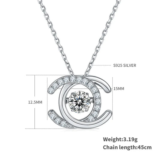 White Gold Plated Diamond Moissanite Pendant Necklace