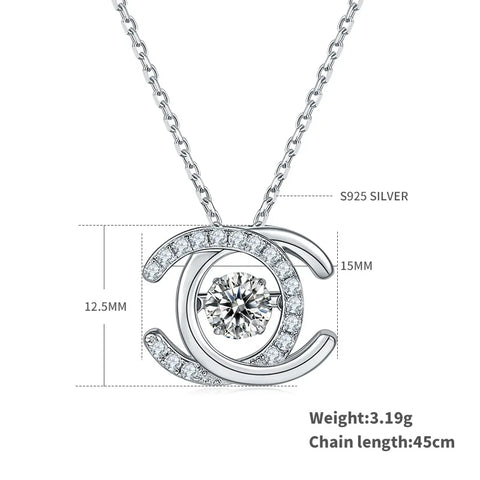 White Gold Plated Diamond Moissanite Pendant Necklace