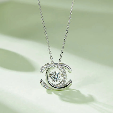 White Gold Plated Diamond Moissanite Pendant Necklace