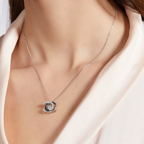 White Gold Plated Diamond Moissanite Pendant Necklace