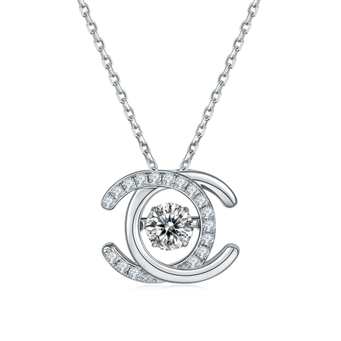 White Gold Plated Diamond Moissanite Pendant Necklace