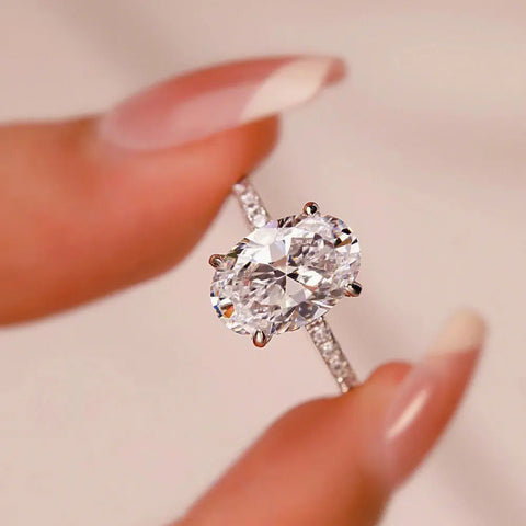 KNOBSPIN 1/2/3ct D Color Oval Cut Moissanite Ring