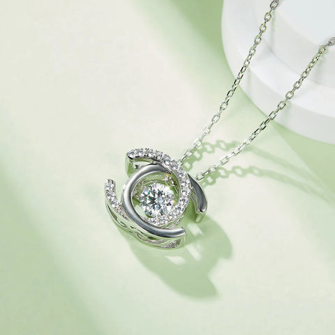 White Gold Plated Diamond Moissanite Pendant Necklace