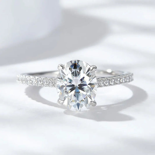 KNOBSPIN 1/2/3ct D Color Oval Cut Moissanite Ring