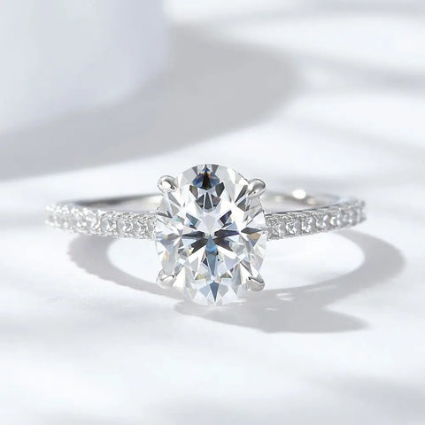 KNOBSPIN 1/2/3ct D Color Oval Cut Moissanite Ring