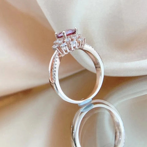 Luomansi Red Moissanite Ring 1 Carat 6.5MM