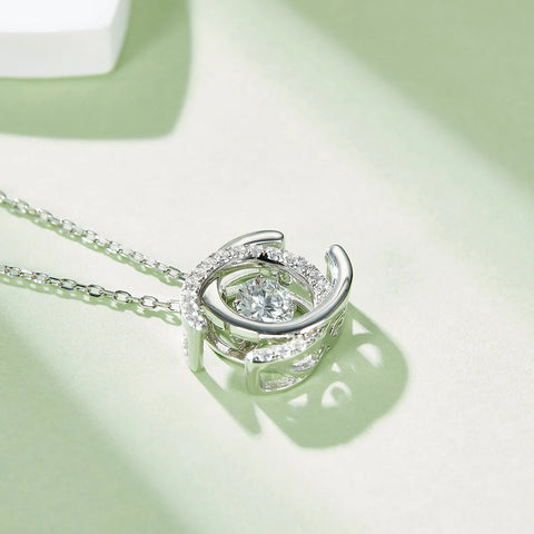 White Gold Plated Diamond Moissanite Pendant Necklace