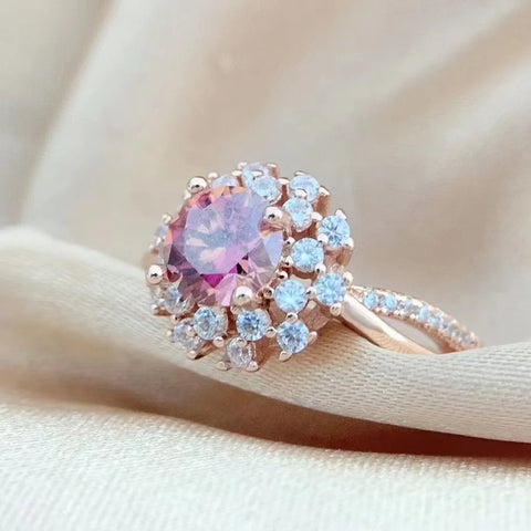 Luomansi Red Moissanite Ring 1 Carat 6.5MM