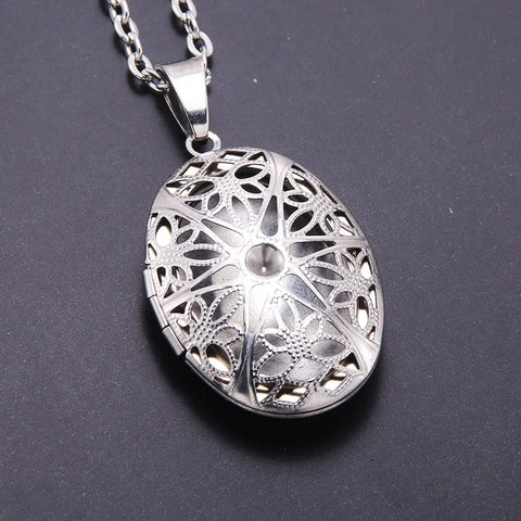 Necklace Oval Shape Copper Heart Necklace Pendant Chain Jewelry Party Beauty Girls Photo Locket Jewelry For Women