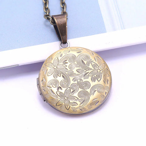 Necklace Oval Shape Copper Heart Necklace Pendant Chain Jewelry Party Beauty Girls Photo Locket Jewelry For Women