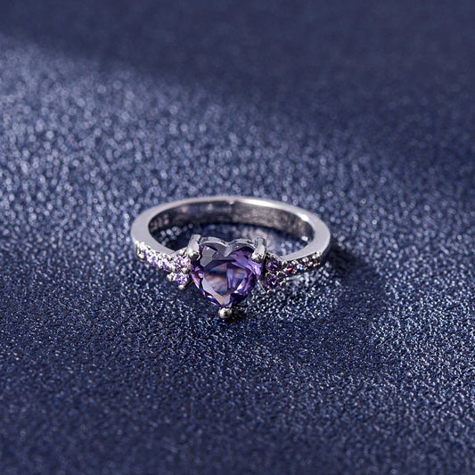 Heart Shape Amethyst Gemstone Rings