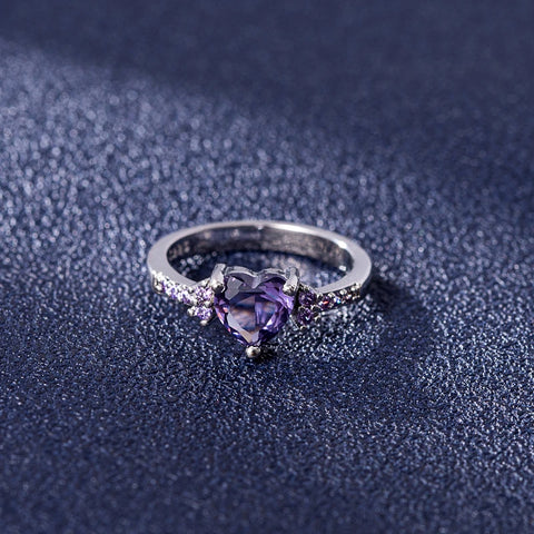 Heart Shape Amethyst Gemstone Rings