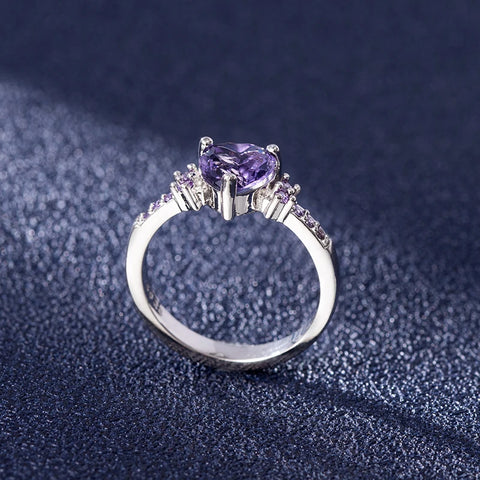Heart Shape Amethyst Gemstone Rings