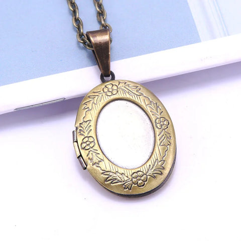 Necklace Oval Shape Copper Heart Necklace Pendant Chain Jewelry Party Beauty Girls Photo Locket Jewelry For Women