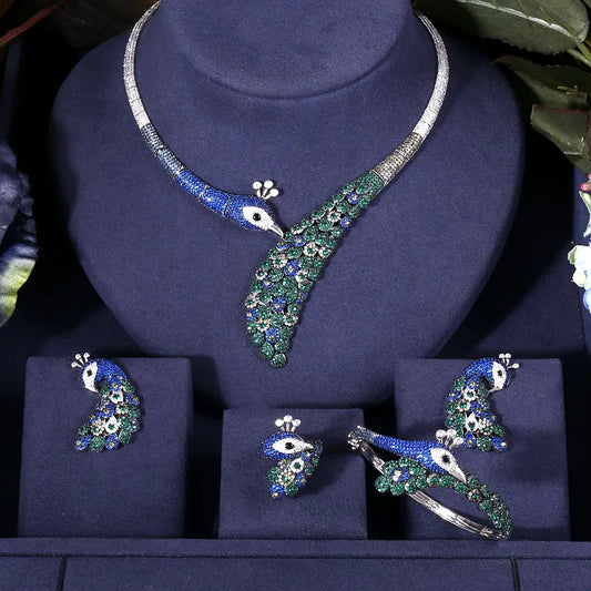 janekelly  Nigeria 4pcs Bridal Zirconia Jewelry Sets For Women Party, Luxury Dubai Nigeria CZ Crystal Wedding Jewelry Sets