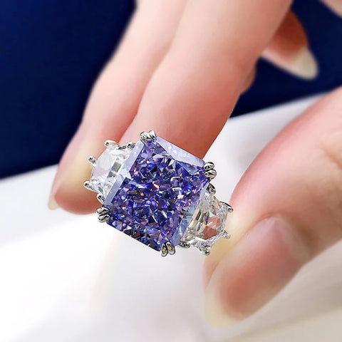 Charms 925 Sterling Silver 10*12mm Topaz Amethyst Rings