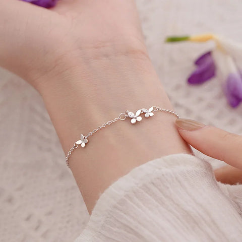 VENTFILLE 925 Silver Diamond-Studded Butterfly Bracelet