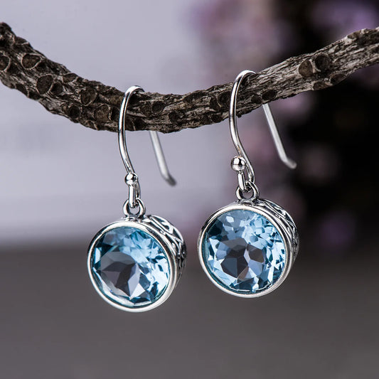 925 Sterling Silver  New Blue Crystal AAA Zircon Earrings