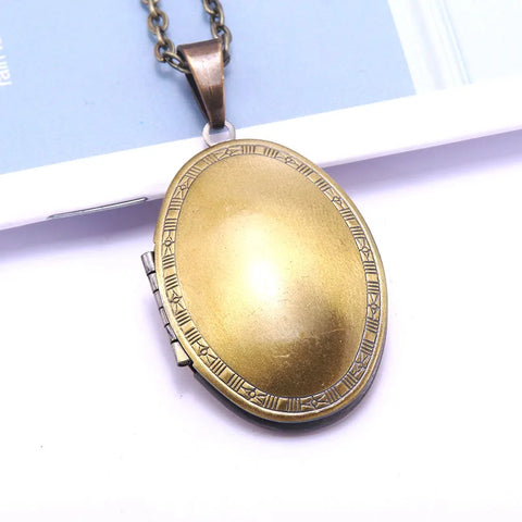 Necklace Oval Shape Copper Heart Necklace Pendant Chain Jewelry Party Beauty Girls Photo Locket Jewelry For Women