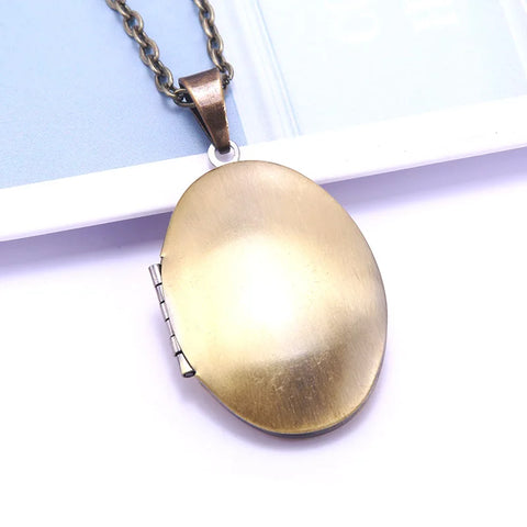 Necklace Oval Shape Copper Heart Necklace Pendant Chain Jewelry Party Beauty Girls Photo Locket Jewelry For Women