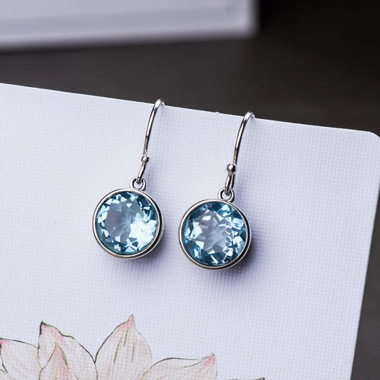 925 Sterling Silver  New Blue Crystal AAA Zircon Earrings