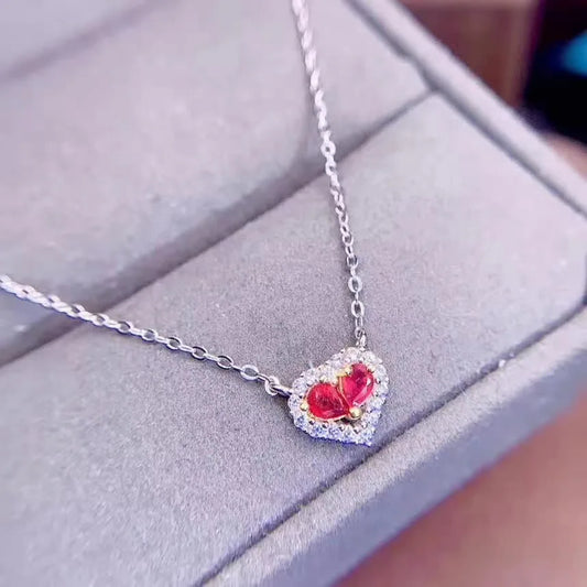 Party Gift Super Good Color Ruby Pendant 925 Sterling Silver Fine Jewelry Natural And Real Ruby Necklace