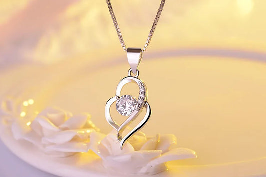 New Luxury Crystal Cz Heart Pendant Choker Necklace 925 Sterling Silver Chain Necklaces For Women Wedding Fine Jewelry Gifts
