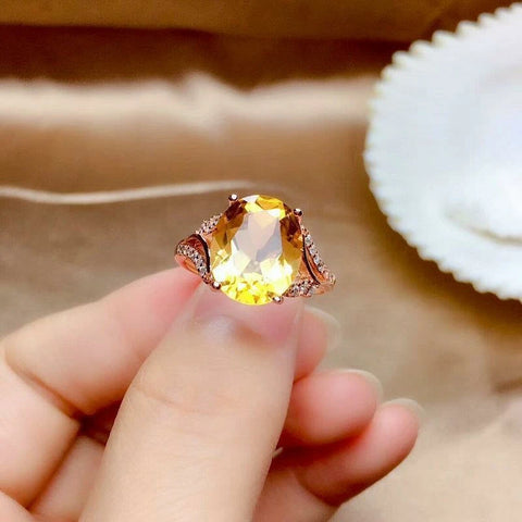 Genuine Natural Yellow Citrine Adjustable Size Ring