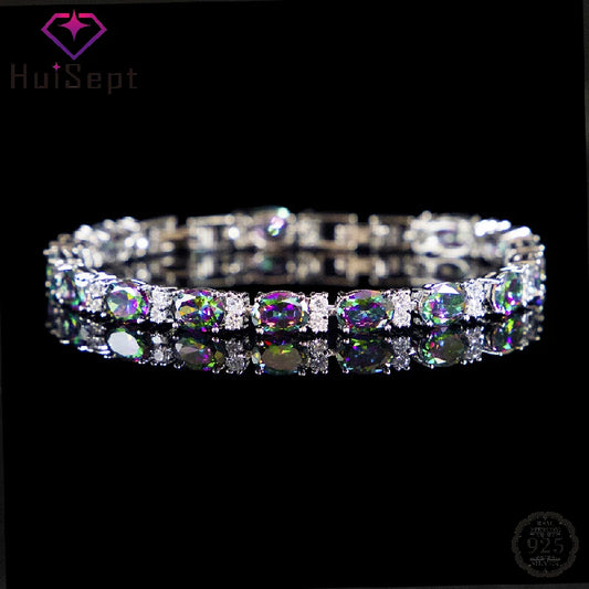 HuiSept Charm Bracelets for Women 925 Silver Jewelry
