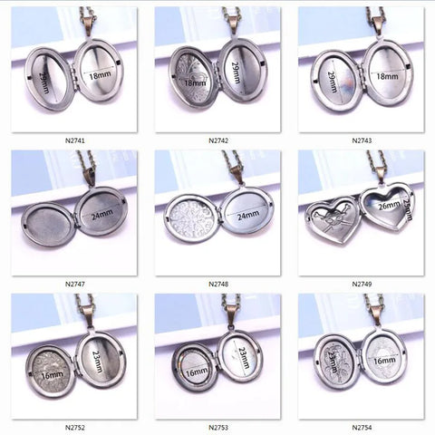 Necklace Oval Shape Copper Heart Necklace Pendant Chain Jewelry Party Beauty Girls Photo Locket Jewelry For Women