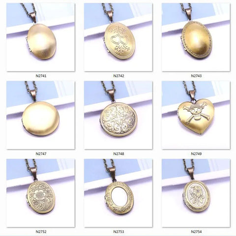 Necklace Oval Shape Copper Heart Necklace Pendant Chain Jewelry Party Beauty Girls Photo Locket Jewelry For Women