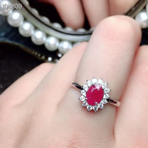 Elegant 100% Real and Natural Ruby Set 925 Sterling Silver 1pc Ruby Ring,2pcs Ruby Earring,1pc Ruby Pendant
