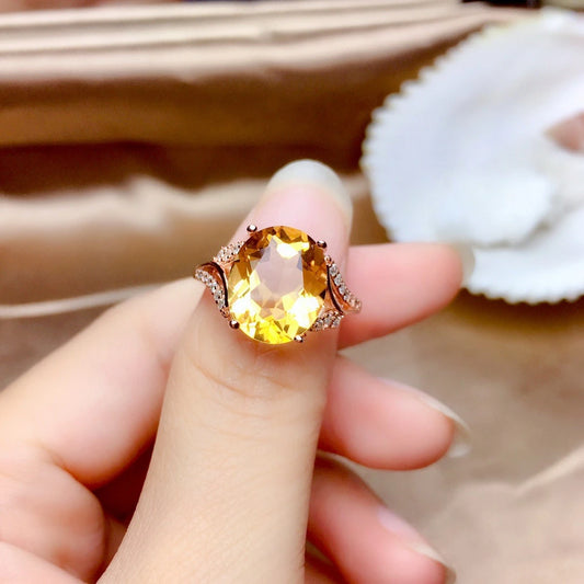 Genuine Natural Yellow Citrine Adjustable Size Ring