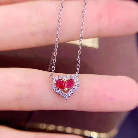 Party Gift Super Good Color Ruby Pendant 925 Sterling Silver Fine Jewelry Natural And Real Ruby Necklace