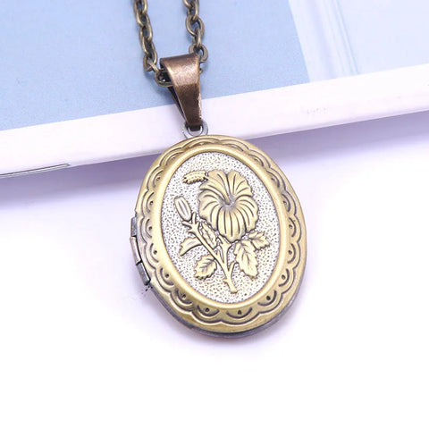 Necklace Oval Shape Copper Heart Necklace Pendant Chain Jewelry Party Beauty Girls Photo Locket Jewelry For Women