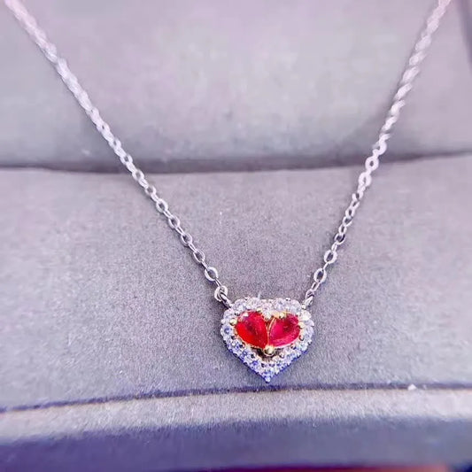 Party Gift Super Good Color Ruby Pendant 925 Sterling Silver Fine Jewelry Natural And Real Ruby Necklace