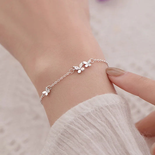 VENTFILLE 925 Silver Diamond-Studded Butterfly Bracelet