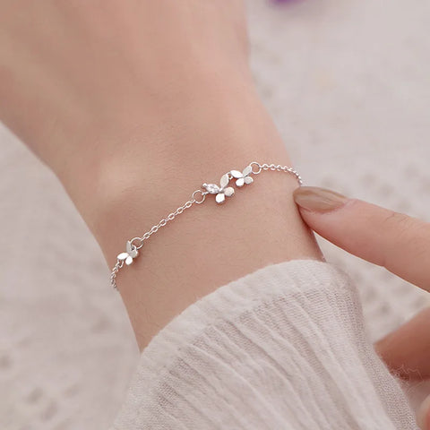 VENTFILLE 925 Silver Diamond-Studded Butterfly Bracelet