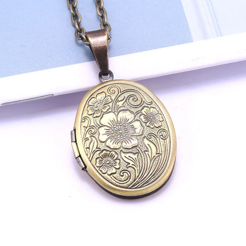 Necklace Oval Shape Copper Heart Necklace Pendant Chain Jewelry Party Beauty Girls Photo Locket Jewelry For Women