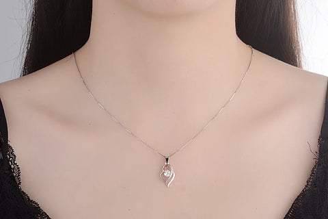 New Luxury Crystal Cz Heart Pendant Choker Necklace 925 Sterling Silver Chain Necklaces For Women Wedding Fine Jewelry Gifts