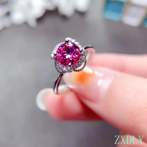Moissanite Ring 925 Sterling Silver 1ct Lab Diamond