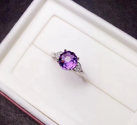 Natural amethyst ring, 925 silver