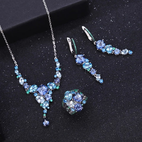GEM'S BALLET Natural Mystic Quartz Topaz Necklace