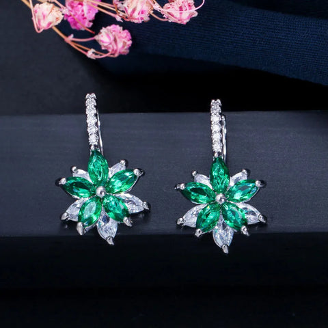 BeaQueen Lovely Flower Multicolor Cubic Zirconia Earrings