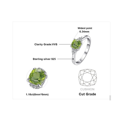 JewelryPalace 1.1ct Genuine Natural Peridot 925 Sterling Silver