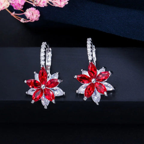 BeaQueen Lovely Flower Multicolor Cubic Zirconia Earrings