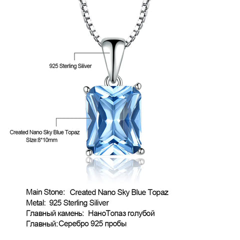 UMCHO Gemstone Nano Blue Topaz Pendants Necklaces