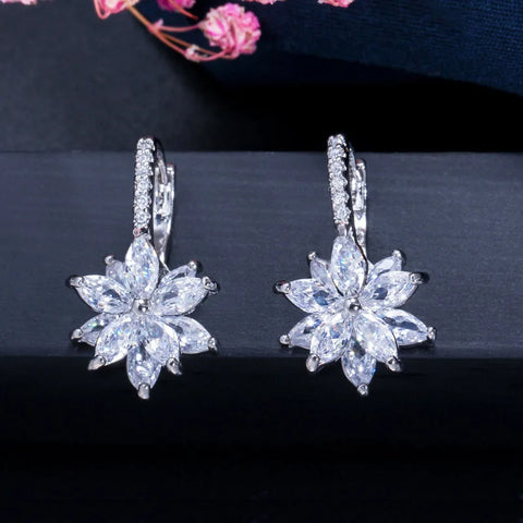 BeaQueen Lovely Flower Multicolor Cubic Zirconia Earrings