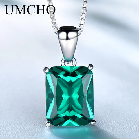 UMCHO Gemstone Nano Blue Topaz Pendants Necklaces